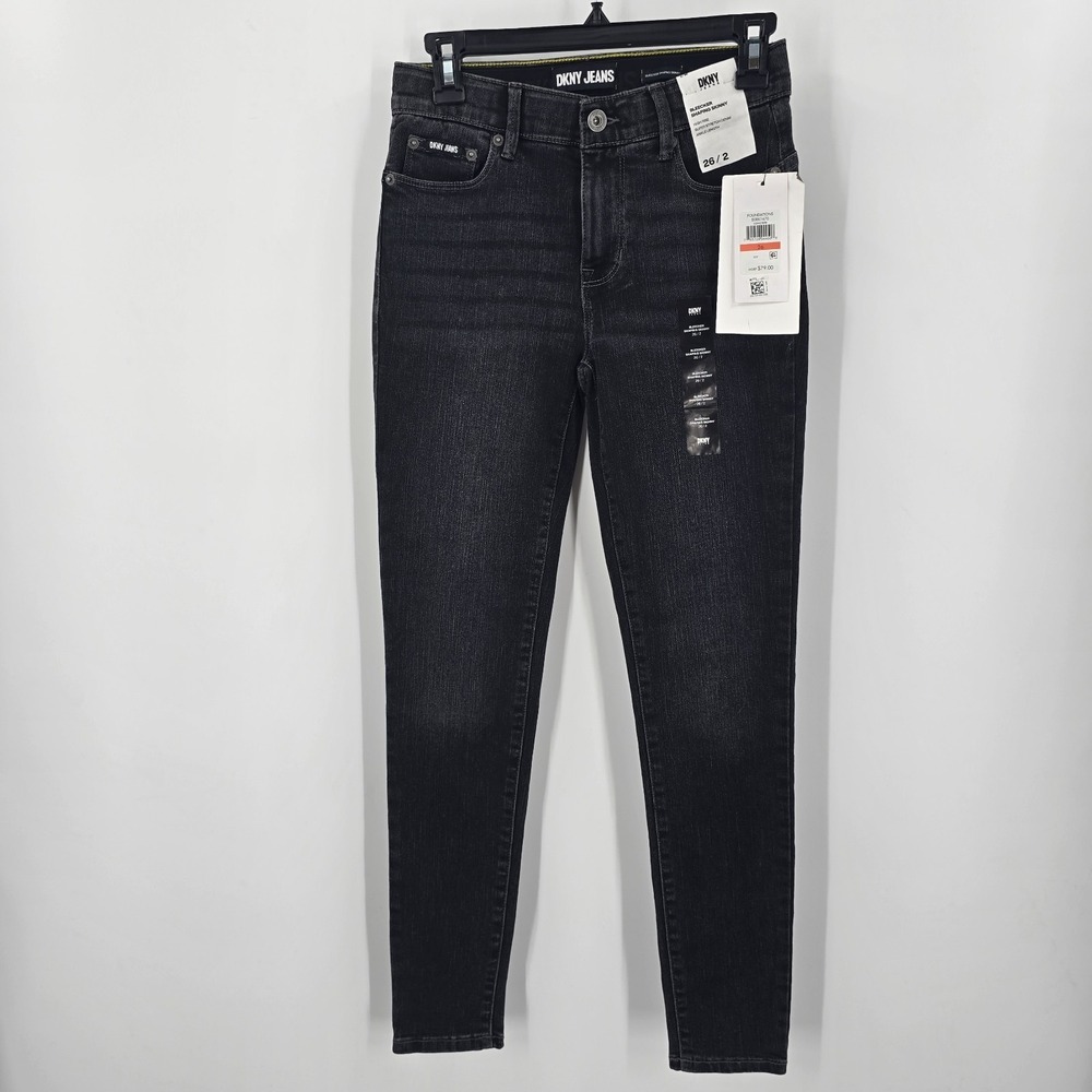 NWT DKNY Jeans Womems 26/2 Bleecker Shaping Skinny Black New‎